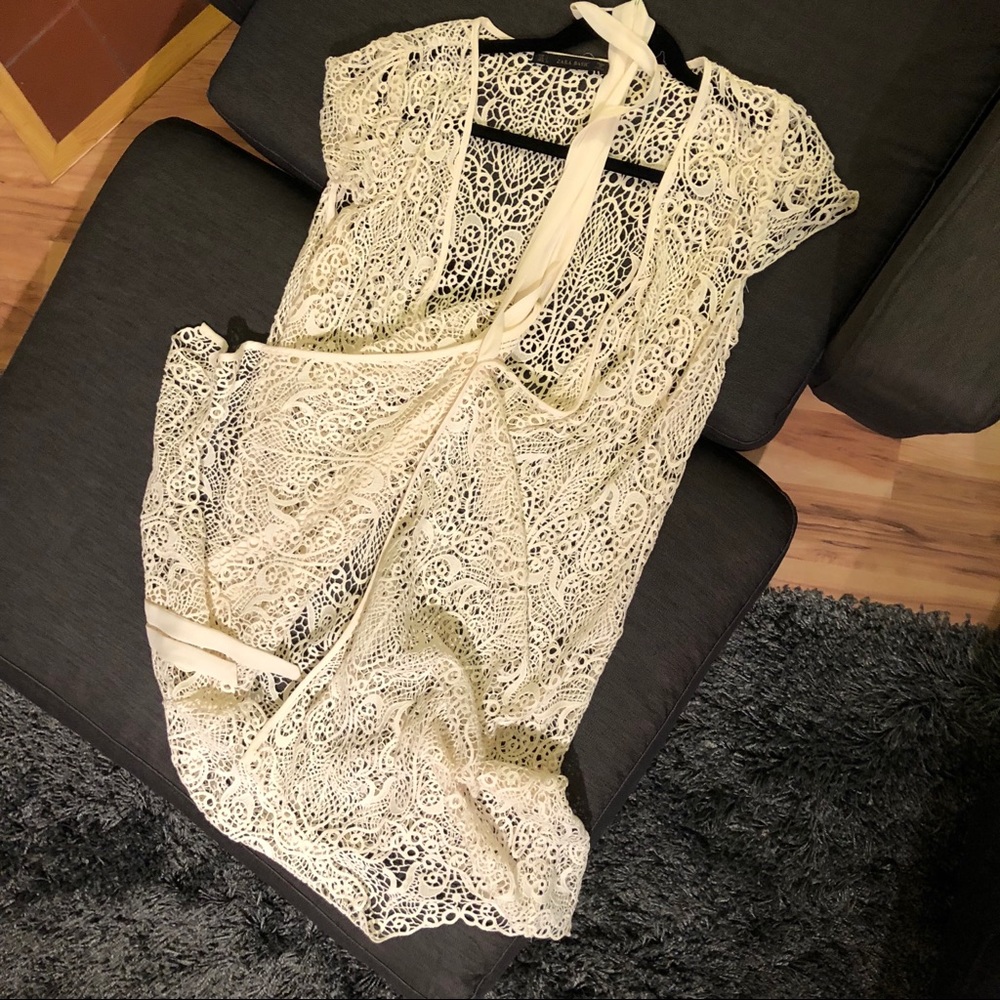 Zara Basic Lace Shell Wrap Dress - image 2